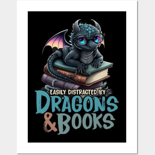 Dragon and Books for Book Lover Posters and Art